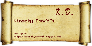 Kinszky Donát névjegykártya