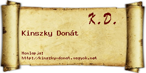 Kinszky Donát névjegykártya